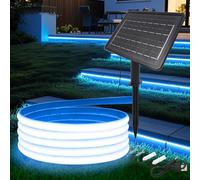 Wisada 24V COB LED Tira Solar [10m, Azul], 7200MAH Panel Solar Controlador, 8 Modos, IP68 Impermeable Flexible FCOB LED Neón Tira para Dormitorio Jardín Pasillo Decoración