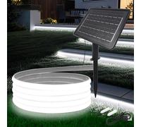 Wisada 24V COB LED Tira Solar [10m, Blanco 6000-6500K], 7200MAH Panel Solar Controlador, 8 Modos, IP68 Impermeable Flexible FCOB LED Tira de Neón para Dormitorio Jardín Pasillo Decoración