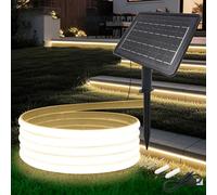 Wisada 24V COB LED Tira Solar [3m,Blanco Natural 4000-4500K], 2400MAH Controlador de Panel Solar, 8 Modos, IP68 Impermeable Flexible FCOB LED Tira de Neón, Decoración de Dormitorio Jardín Pasillo