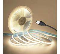 Wisada 5 V USB COB LED Strip Light, 8 mm 320 LEDs/m LED Tape Lights Alta luminosità Striscia luminosa flessibile alimentata via USB per retroilluminazione TV, armadio, specchio, guardaroba