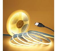 Wisada 5 V USB COB LED Strip Light, 8 mm 320 LEDs/m LED Tape Lights Alta luminosità Striscia luminosa flessibile alimentata via USB per retroilluminazione TV, armadio, specchio, guardaroba