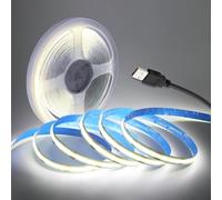 Wisada 5 V USB COB LED Strip Light, 8 mm 320 LEDs/m LED Tape Lights Alta luminosità Striscia luminosa flessibile alimentata via USB per retroilluminazione TV, armadio, specchio, guardaroba