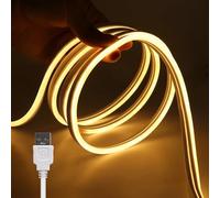 Wisada - DC5V Tira LED de neón [4m, blanco cálido 3000K],alimentación USB,flexible y resistente al agua IP65,120 LED/m,cortable, CRI 85+,diseño DIY, decoración para el hogar y tiendas