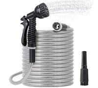 Wisada Manguera Extensible 7 Funciones, Manguera Jardin Flexible Ligera de Acero Inoxidable 14MM para Riego de Jardín, Regar, Limpiar, Lavar Coche, Regar, Bañar Mascotas (100FT)