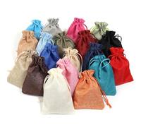 Wisafory 10 bolsas de yute, bolsas de lino, pequeñas bolsas de regalo con cordón, multicolores, bolsas de regalo, para bodas, fiestas, Navidad, manualidades, colores mezclados, 9 x 12 cm