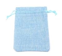 Wisafory 10 bolsas de yute, bolsas de lino, pequeñas bolsas de regalo con cordón, multicolores, bolsas de regalo, para bodas, fiestas, Navidad, manualidades, color azul cielo, 9 x 12 cm