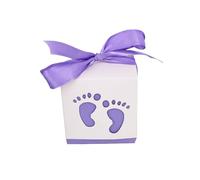 Wisafory 100 cajas de regalo para caramelos, cajas de regalo con cinta, caja de caramelos, cajas de regalo para cumpleaños, bautizos, recién nacidos, baby shower, color violeta, 1#