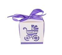 Wisafory 30 cajas de regalo para caramelos, cajas de regalo con cinta, caja de caramelos, caja de regalo para cumpleaños, bautizos, recién nacidos, baby shower, color violeta, 2