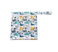 Wisafory Bolsa húmeda reutilizable para pañales, bolsa de pañales impermeable, organizador de pañales de tela, bolsa húmeda con cremallera para natación, viajes, playa, baño, dinosaurios, 30 x 36 cm