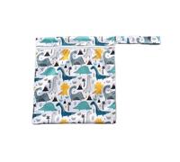 Wisafory Bolsa húmeda reutilizable para pañales, bolsa de pañales impermeable, organizador de pañales de tela, bolsa húmeda con cremallera para natación, viajes, playa, baño, dinosaurios, 28 x 30 cm