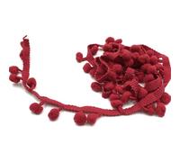 Wisafory Cinta decorativa de pompón de 10 yardas, cinta de pompones, cinta de flecos para coser, borlas, flecos, borlas, borlas, cinta de costura para manualidades, ropa, decoración, color rojo vino