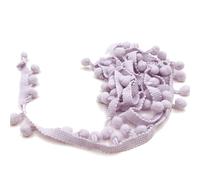 Wisafory Cinta decorativa de pompón de 20 yardas, cinta de pompones, cinta de flecos, para coser, borlas, flecos, borlas, borlas, cinta de costura para manualidades, ropa, decoración, color lila claro