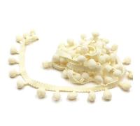 Wisafory Cinta decorativa de pompón de 5 yardas, Cinta de pompones, Cinta de flecos para Coser, borlas, flecos, flecos, borlas, ribetes para manualidades, ropa, decoración, beige