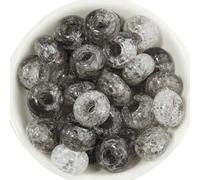 Wisafory Cuentas acrílicas de cristal, cuentas de cristal crackle, espaciadores, redondas, cuentas espaciadoras con agujero grande para pulseras, collares, llaveros, bisutería, color negro, 100