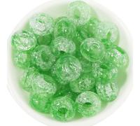 Wisafory Cuentas acrílicas de cristal, cuentas de cristal crackle, espaciadores, redondas, cuentas espaciadoras, con agujero grande para pulseras, collares, llaveros, fabricación de joyas, color verde