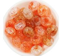 Wisafory Cuentas acrílicas de cristal, cuentas de cristal crackle, espaciadores, redondas, cuentas espaciadoras, con agujero grande para pulseras, collares, llaveros, fabricación de joyas, mandarina
