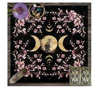 Wisafory Mantel de cartas del tarot, luna, fases, flores, altar, espiritual, altar, tarot, brujería, astrología, mantel cuadrado, tapiz celestial, estilo 6, 49 x 49 cm
