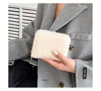 Wisafory Monedero de peluche pequeño, monedero para monedas, soporte para tarjetas de crédito, carteras peludas, lindo soporte para tarjetas con cremallera dorada, billetera para mujeres y mujeres