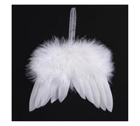 Wisafory Pluma blanca decoraciones navideñas pequeñas alas de ángel árbol de Navidad colgante mini alas de ángel alas decorativas colgantes para árbol de Navidad para árbol de Navidad bautizo boda