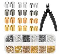 Wisboey 2200 Piezas Tubos de Engarzado de Cuentas de Engarce de Joyería con Alicates de Engarzado Cuentas de Engarce para Suministros de Abalorios para Fabricación de Joyas