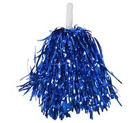 Wisboey 24 Piezas Pompones de Porristas de Papel MetáLico Pompones de Animadora con Manejar de PláStico para Adultos NiñOs Porristas Fiesta Azul