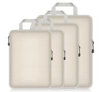 Wisboey Organizador de Maleta de Viaje - Set de 4 Piezas Impermeable para Ropa, Zapatos, Cosméticos y Ropa Interior - Cubos de Embalaje Beige