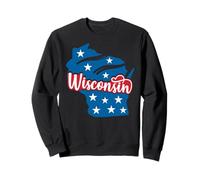 Wisconsin 4 de julio patriótico bandera de Estados Unidos mapa estado Sudadera