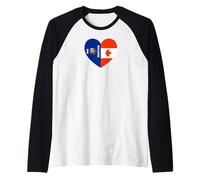 Wisconsin and Canada Flags: Heart Shaped Unity Camiseta Manga Raglan