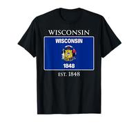 Wisconsin Flag 30th US State 1848 Wisconsin Native Camiseta