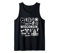 Wisconsin USA State Symbols Vintage Souvenir Cute Doodle Camiseta sin Mangas