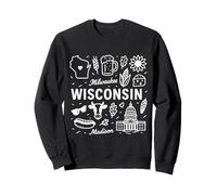 Wisconsin USA State Symbols Vintage Souvenir Cute Doodle Sudadera