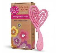 Wisdom Flower Cepillo desenredante - Cepillo desenredante en forma de corazón para cabello rizado, ondulado y grueso - Cepillo de pelo rosa para mujer con curva de cuenco, cerdas flexibles, seguro