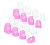 Wisdompro 16 Piezas Dedales de Silicona, Antideslizantes y Reutilizables en 4 Tamaños, Protector Dedos Mano para Dedos para Clasificar Papel, Manualidades, Tocar un Instrumento (Rosa Translúcido)