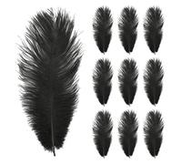 Wisebom 10 Piezas Plumas de Avestruz, 10-12inch (25-30cm) Plumas de Avestruz Naturales Artesanías de Plumas de Avestruz para Bodas, Manualidades, Disfraces, Fiestas Temáticas (Negro)