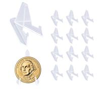 Wisebom 12 Piezas Soportes para Monedas de Acrílico, Caballete Acrílico Transparente, Soportes de Caballete Transparentes Antideslizantes para Exhibir Monedas, Relojes Bolsillo, Medalla, 36*36*20mm