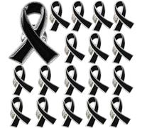 Wisebom 18 Piezas Pin de Cinta Amarilla, Campaña de Pins de lazo Amarillo Contra el Cáncer Pines de Concientización Sobre la Salud Mental Pin de Caridad Donación Evento Regalo (Negro)