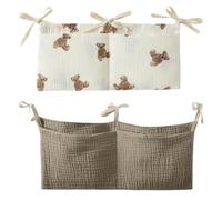 Wisebom 2 Organizadores de Almacenamiento para Bebé, 100% Algodón Organizador de Cama Colgante para Cuna