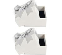 Wisebom 2 Piezas Cajas para Regalos con Cinta, Pequeña Cajitas Regalo para Joyas, Caja de Regalo Cuadrada con Acolchado de Espuma, Blancas Cajas Regalo Carton para collar, pulsera, anillo y más