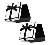 Wisebom 2 Piezas Cajitas Regalo Pequeñas, Cajas para Regalos con Cinta, Caja de Regalo Cuadrada con Acolchado de Espuma, Cajas Regalo Carton para Collar, Pulsera, Anillo y Más