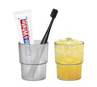 Wisebom 2 Piezas Estuche Cepillos de Dientes Plástico para cepillos y Pasta de Dientes Portacepillos de Baño Estilo Simple para Baño Vaso para Higiene Bucal para Hogar Viajes Esmerilado (Transparente)