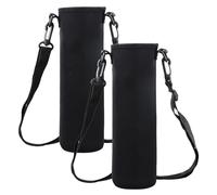 Wisebom 2 Piezas Estuche para Botellas de Neopreno, 8 × 25 cm 1500ML Portabotellas de Agua Titular Desmontable Botella Bolsa De Transporte Bolsa con Correa para El Hombro para Al Aire Libre (Negro)