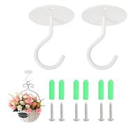 Wisebom 2 Piezas Ganchos de Techo para Plantas Colgantes, Soporte de Metal para Plantas, Colgadores de plantas con tornillos, para Suspensión Linternas, Campanas de Viento, Comedero, Pájaros (Blanco)