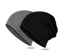Wisebom 2 Piezas Gorro Slouch Beanie para Hombres y Mujer, Algodón Gorros de Punto Invierno, Fino y Ligero Gorro de Quimioterapia Suave para Todas Las Estaciones