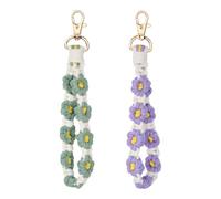 Wisebom 2 Piezas Llaveros de Margaritas Trenzados 20cm Llavero de Macramé Bohemio Llavero Hecho a Mano Llavero de Pulsera Tejida Llaveros Estilo Boho Flores para Mujeres y Niñas