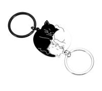Wisebom 2 Piezas Llaveros para Pareja de Gatos Llavero a Juego para Parejas Llavero de Rompecabezas de Gato Llavero de Pareja Lindo Llavero de Gato Regalo para él ella de Cumpleaños y Aniversario