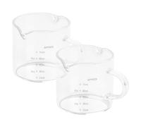 Wisebom 2 Piezas Vaso Medidor Café, Tazas de Café de Doble Boquilla, Jarra Medidora Cristal Reutilizables con Asa, Tazas de Espresso para Bar, Fiesta, Vino, Cóctel, Bebida, Café