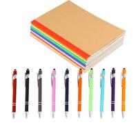 Wisebom 20 Piezas Cuadernos A5 y Stylus Capacitivo Universal, 1.0 mm Pantalla Táctil Multifunción Bolígrafos Retráctiles de Metal Cuaderno de Notas para Notas Escritura Oficina Escuela