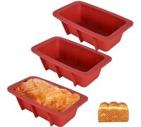 Wisebom 3 Piezas Molde Silicona Bizcocho Rectangular, Mini Pan Molde, Moldes Reposteria Horno, Mini Bread Tin, Moldes de Silicona Antiadherente para Hornear Pan, Pasteles, Tostadas (25 x 13,5 x 6cm)