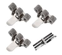 Wisebom 3 Piezas Portalápices de Metal de Triple Agujero, Metal Soporte de Lapicera con Clip de Bolsillo, Clip Porta Bolígrafo de Acero Ajustable para Médicos, Enfermeras, Pilotos