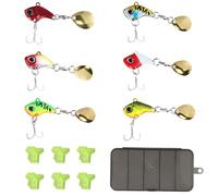 Wisebom 6 Piezas Cebo de Pesca con Ganchos Kit de Señuelos de Pesca Suaves Spinner Cebo Artificial Cebo para la Trucha, Lucio, Perca, Salmon con Caja